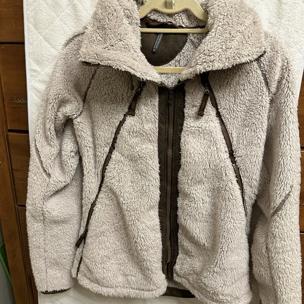 Cozy Women's Kuhl Flight Fleece Jacket Hooded Pockets Sherpa Dress Pile